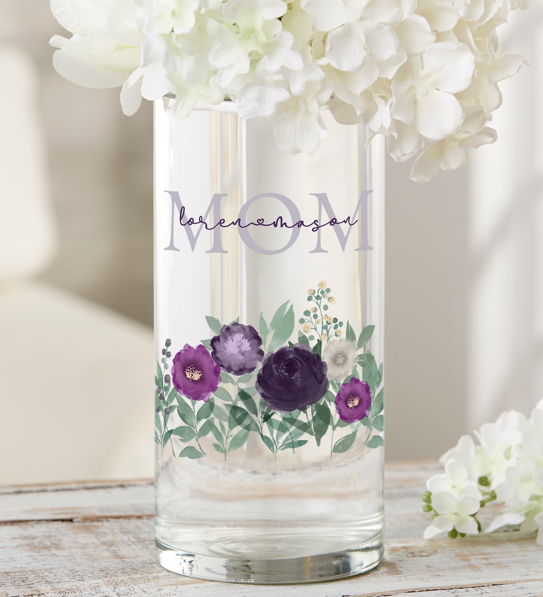 Floral Love For Mom Personalized 7.5" Flower Vase
